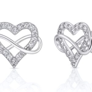 Sash & Soph Sterling Silver Infinity Heart Cubic Zirconia Earrings, 925 Metal Type, Women's Stud Earrings