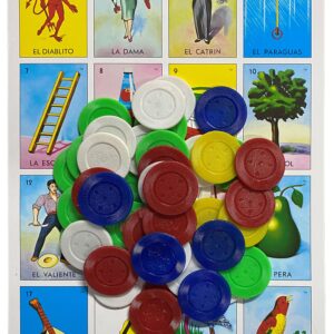 Loteria Mexicana Tradicional Jumbo Don Clemente 10 Jugadores 100 Fichas Poker - Jumbo Size Mexican Bingo Set with 100 Plastic Chips for 10 Players Board Game