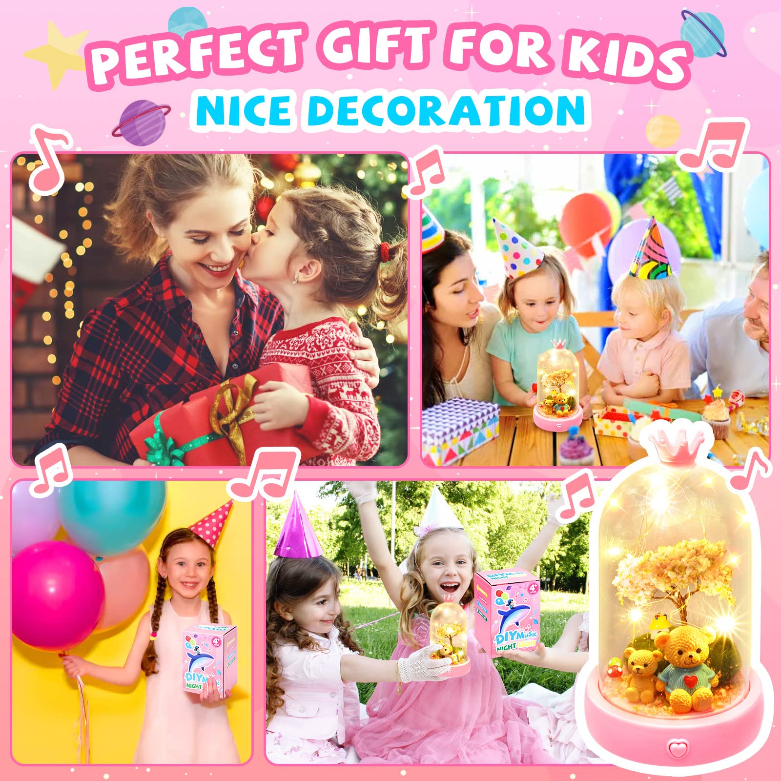 SEKEAHU Satkago Crafts for Girls Ages 4-8 8-12, Music Box and LED Novelty Toys Christmas Gifts Arts and Crafts for Kids Ages 8-12 4-8