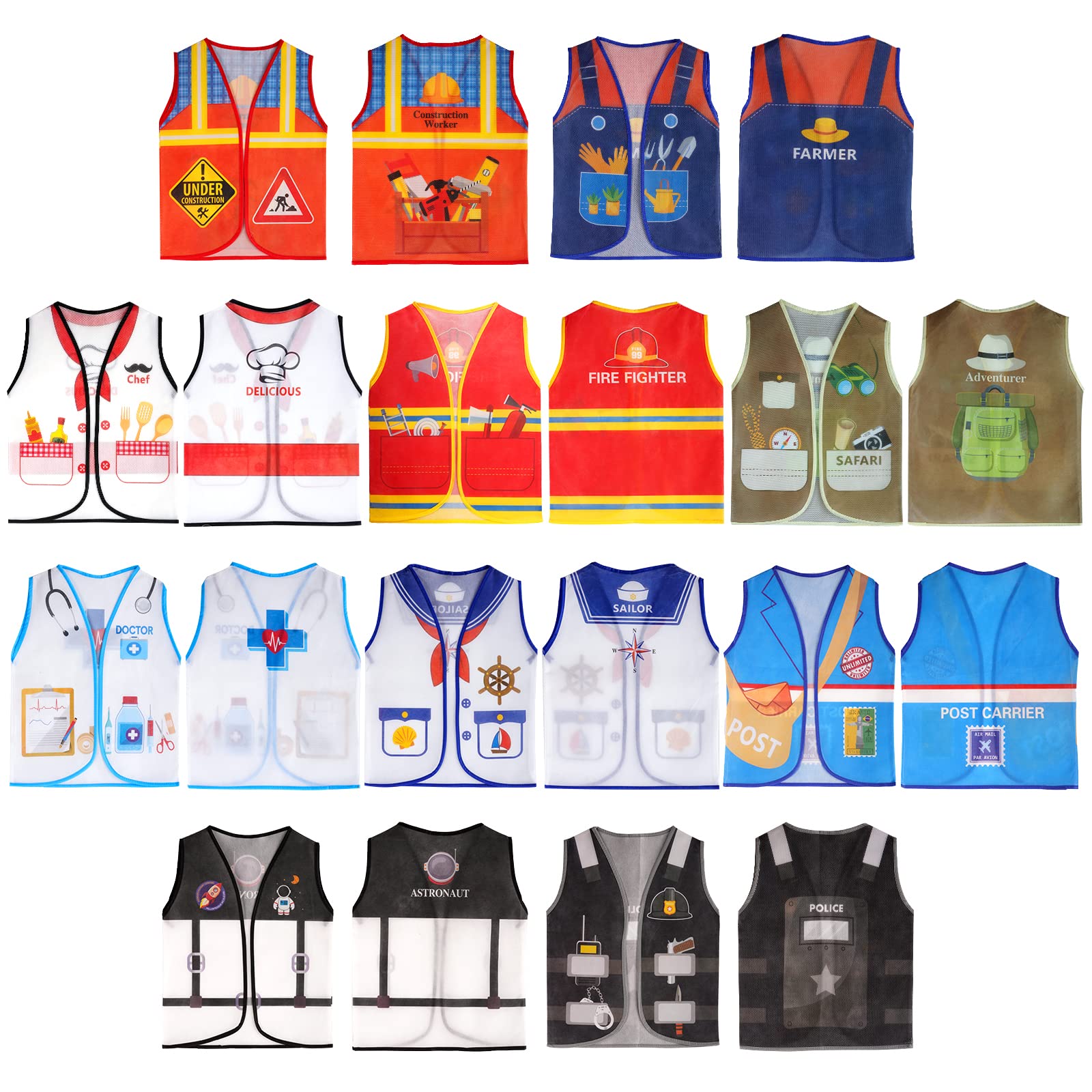 10 Pcs Community Helper Dress Up Vest Boys Dress Up Clothes Vest Career Cosplay Occupation Pretend Play Costume for Career Day Costume