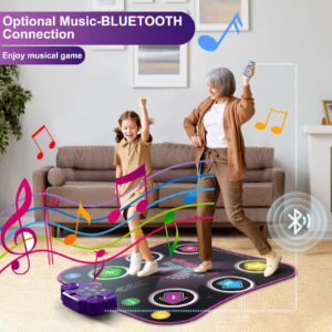 Flooyes Dance Mat Toys for 3-12 Year Old Kids, Electronic Dance Pad with Light-up 6-Button Wireless Bluetooth, Music Dance with 5 Game Modes, Birthday Toys Gifts for 3 4 5 6 7 8 9 10+ Year Old Girls