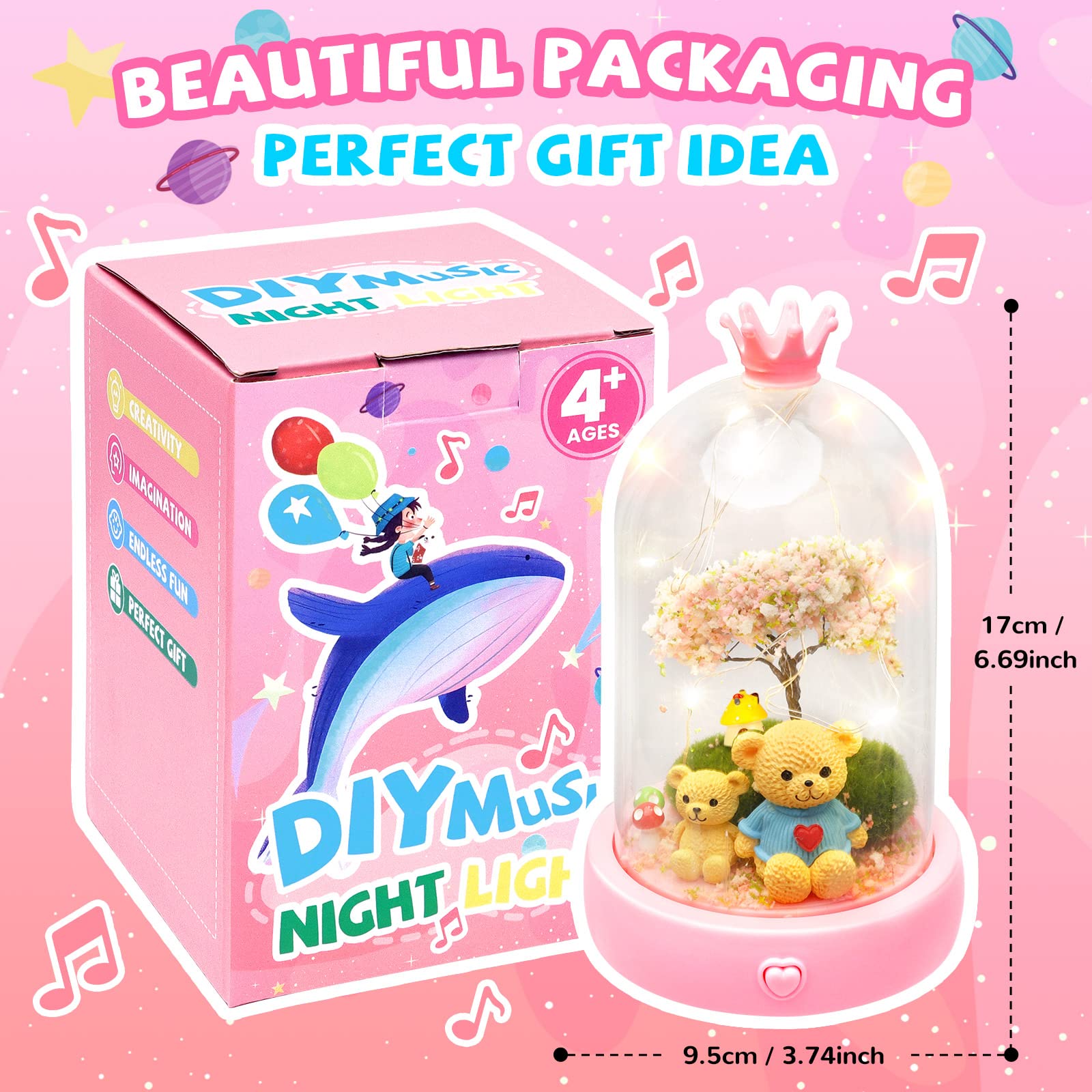 SEKEAHU Satkago Crafts for Girls Ages 4-8 8-12, Music Box and LED Novelty Toys Christmas Gifts Arts and Crafts for Kids Ages 8-12 4-8