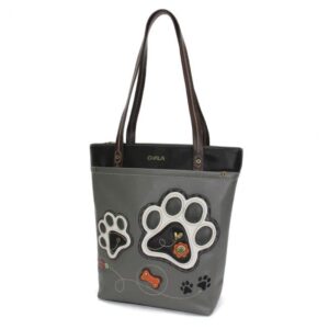 Chala Group Deluxe Vegan Leather Every Day Tote Bag Purse : 13.5 x 14 inches (Paw Print)