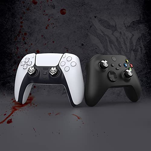 PlayVital Thumb Grip Caps for ps5/4 Controller, Silicone Analog Stick Caps Cover for Xbox Series X/S, Thumbstick Caps for Switch Pro Controller - Fire Demons