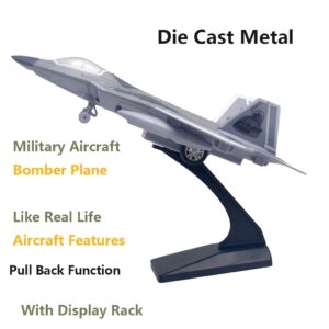 Ailejia Diecast F 22 Fighting Falcon Airplane Model Military Plane Pull Back with Lights and Sounds Fighter Jet Toys for Boys