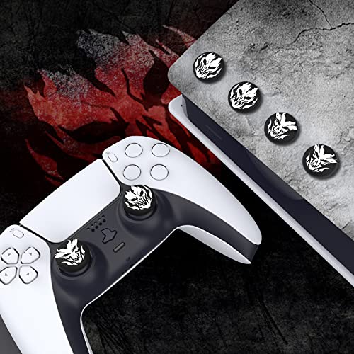 PlayVital Thumb Grip Caps for ps5/4 Controller, Silicone Analog Stick Caps Cover for Xbox Series X/S, Thumbstick Caps for Switch Pro Controller - Fire Demons