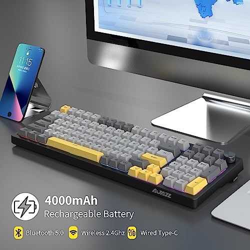 NACODEX AK992 99 Key Hot Swappable RGB Gasket Mount Keyboard | 4000mAh Bluetooth /2.4G /Wired PC Gaming Custom Keyboard with Volume Knob | OEM PBT Keycaps(Starry Night)