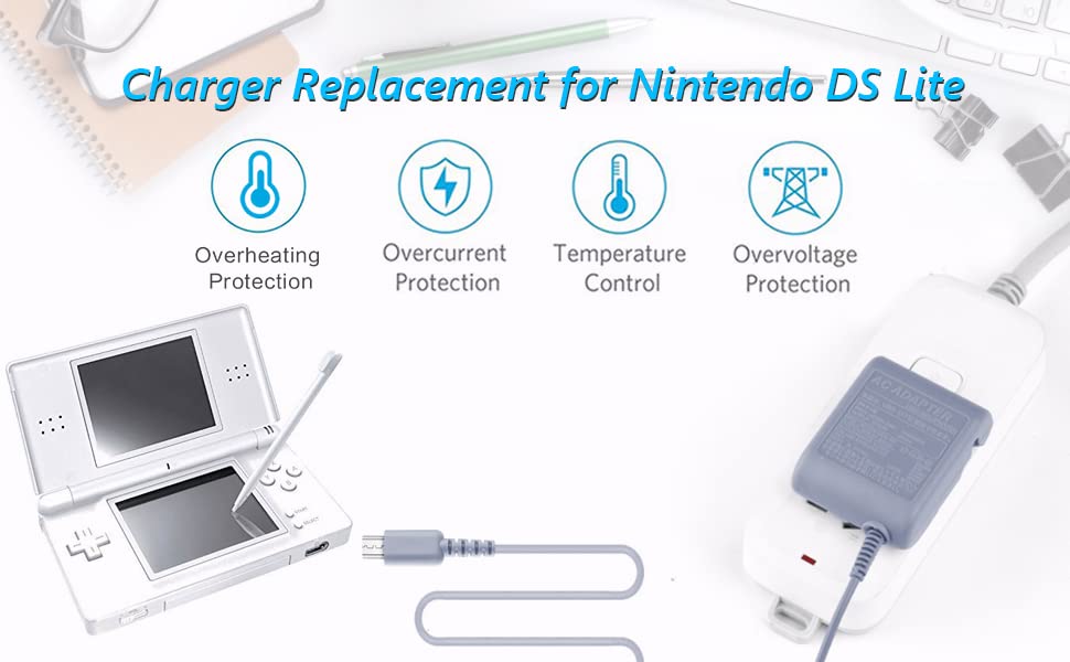 DS Lite Charger Replacement for Nintendo DS Lite, AC Adapter Wall Plug Compatible with NDSL Charger (100-240v)