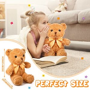 5 Pcs Bears Stuffed Animal Soft Plush Toys 12 Inches Cute Bear Small Shaggy Bear with Hoodie Bow Tie for Kids Boys Girls Baby Shower Birthday Party (Light Brown, Bow Tie Style)