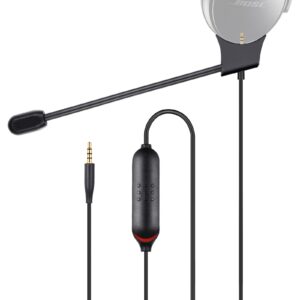 weishan qc45 mic replacement for bose quietcomfort 45 noise cancelling headphone, detachable boom microphone cable with mute switch works on xbox one ps5