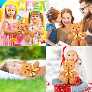 5 Pcs Bears Stuffed Animal Soft Plush Toys 12 Inches Cute Bear Small Shaggy Bear with Hoodie Bow Tie for Kids Boys Girls Baby Shower Birthday Party (Light Brown, Bow Tie Style)