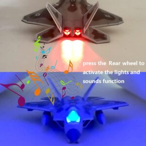 Ailejia Diecast F 22 Fighting Falcon Airplane Model Military Plane Pull Back with Lights and Sounds Fighter Jet Toys for Boys