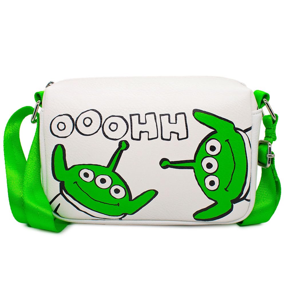 Disney Bag, Cross Body, Rectangle, Toy Story Alien Faces Ooohh Pose, White, Vegan Leather