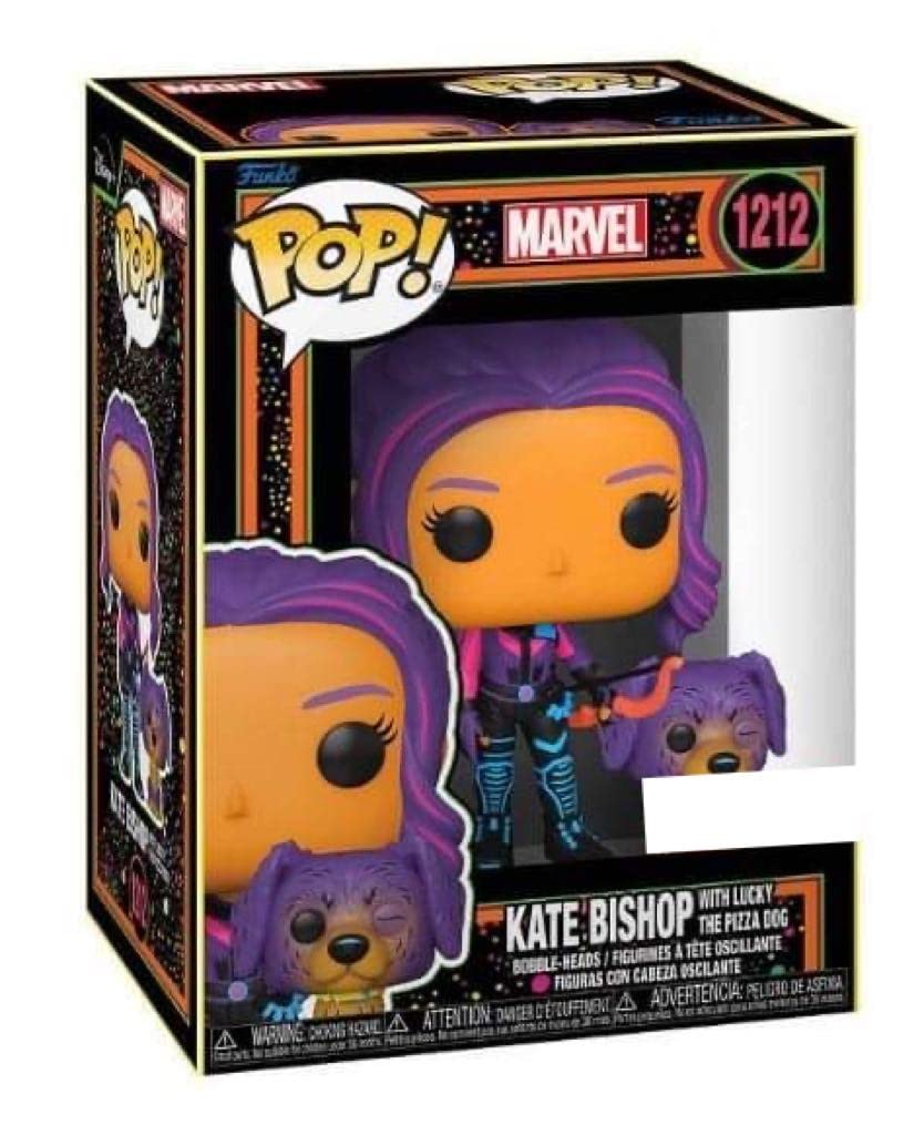 Funko Pop! Marvel Black Light Vinyl Figure Collection MCU Glow Toy (Kate Bishop & Lucky)