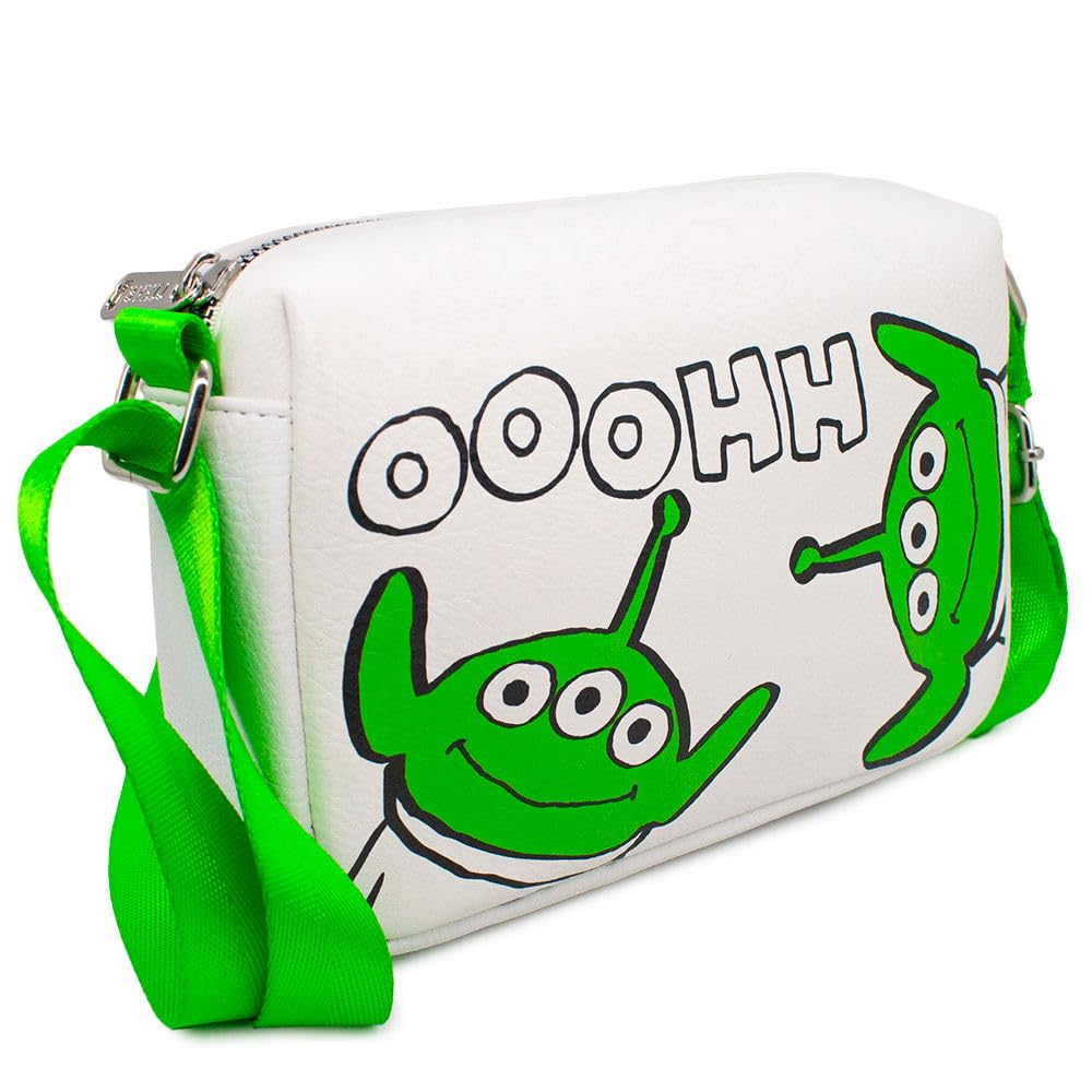 Disney Bag, Cross Body, Rectangle, Toy Story Alien Faces Ooohh Pose, White, Vegan Leather