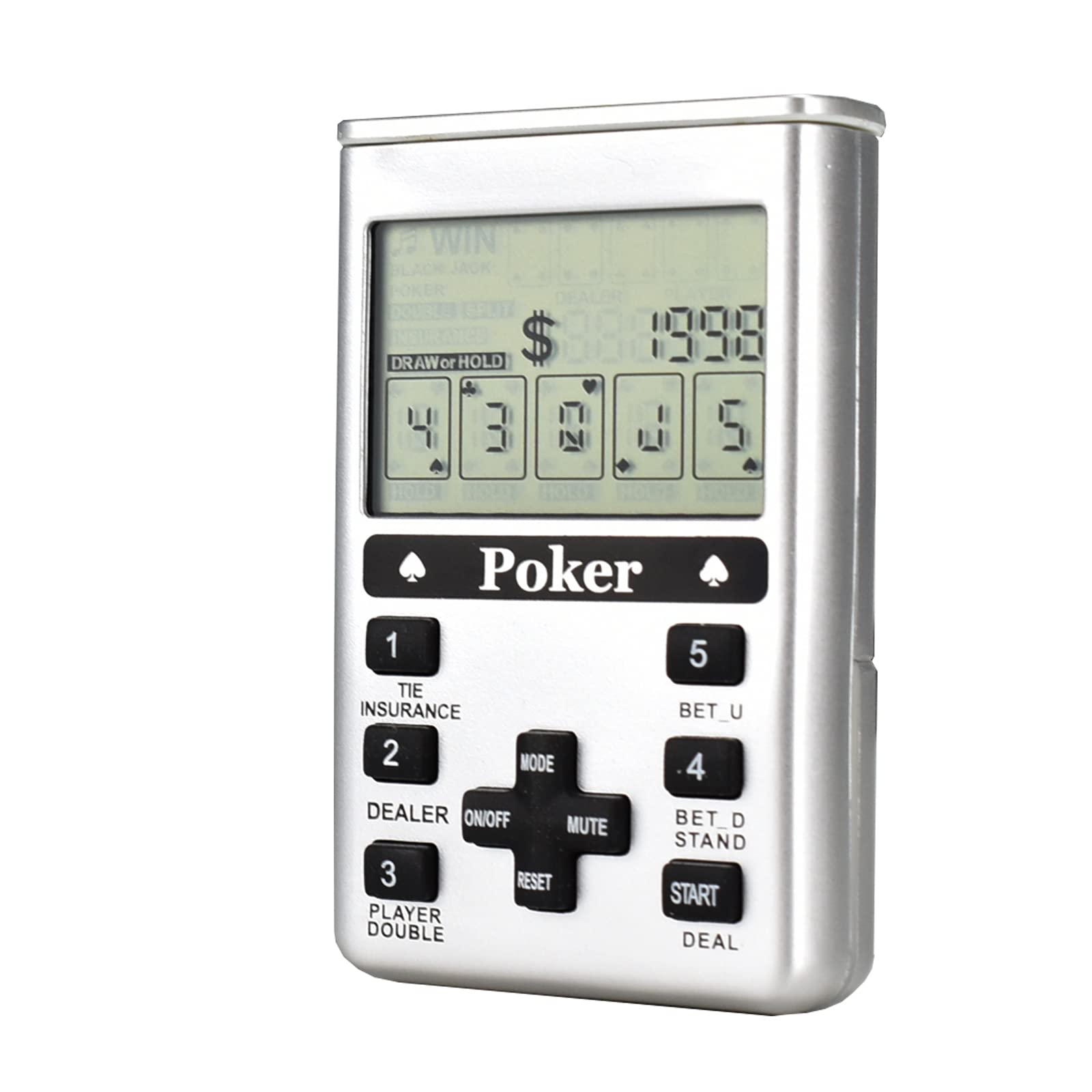 Electronic Poker Game Handheld 7 in 1 Silver