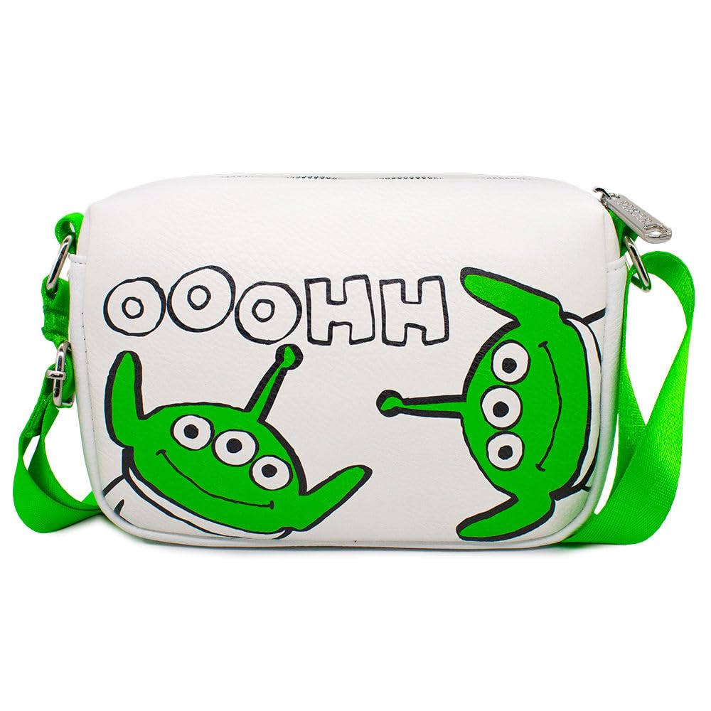 Disney Bag, Cross Body, Rectangle, Toy Story Alien Faces Ooohh Pose, White, Vegan Leather