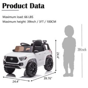 SEGMART 12V Electric Cars for Kids, Official Licensed Toyota Tacoma Ride on Car, Remote Control Truck Kids Car for Boys & Girls, Battery Powered Kids' Electric Vehicles with MP3/FM, LED Lights (White)