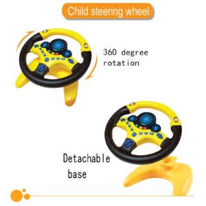 RedCrab Steering Wheel Car Driving Simulated Toy with Light and Music for Kids, Pretend Driving Seat Toys,Baby Electric Early Learning Educational Toys for Boys and Girls(Yellow)