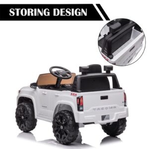 SEGMART 12V Electric Cars for Kids, Official Licensed Toyota Tacoma Ride on Car, Remote Control Truck Kids Car for Boys & Girls, Battery Powered Kids' Electric Vehicles with MP3/FM, LED Lights (White)