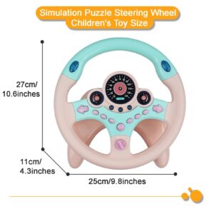 RedCrab Steering Wheel Car Driving Simulated Toy with Light and Music for Kids, Pretend Driving Seat Toys,Baby Electric Early Learning Educational Toys for Boys and Girls(Yellow)