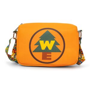 disney bag, cross body, rectangle, up wilderness explorers we badge, orange, vegan leather