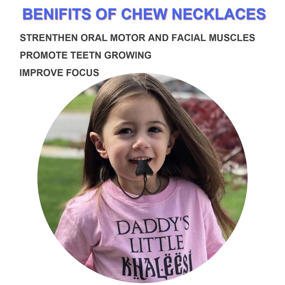 5 PCS Sensory Chew Necklaces - Chewy Necklaces for Sensory Kids, Shark Tooth Necklace, Nail Biting Treatment for Kids Adults, YQZIYOU