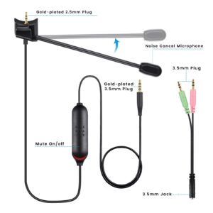 weishan QC45 Mic Replacement for Bose QuietComfort 45 Noise Cancelling Headphone, Detachable Boom Microphone Cable with Mute Switch Works on Xbox One PS5