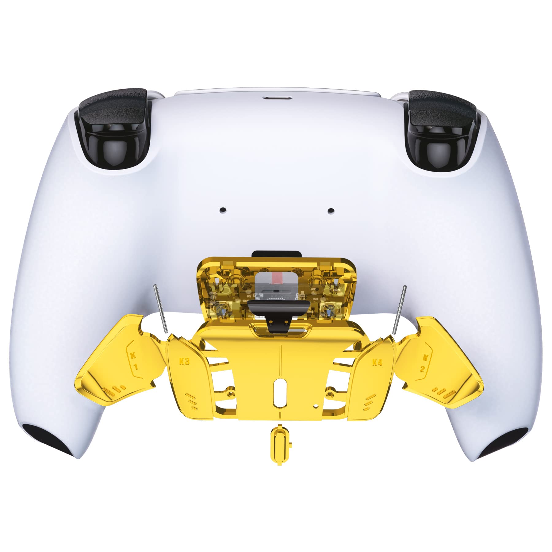 Chrome Gold Replacement Redesigned K1 K2 K3 K4 Back Buttons Housing Shell for PS5 Controller eXtremeRate RISE4 Remap Kit - Controller & RISE4 Remap Board NOT Included