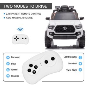 SEGMART 12V Electric Cars for Kids, Official Licensed Toyota Tacoma Ride on Car, Remote Control Truck Kids Car for Boys & Girls, Battery Powered Kids' Electric Vehicles with MP3/FM, LED Lights (White)