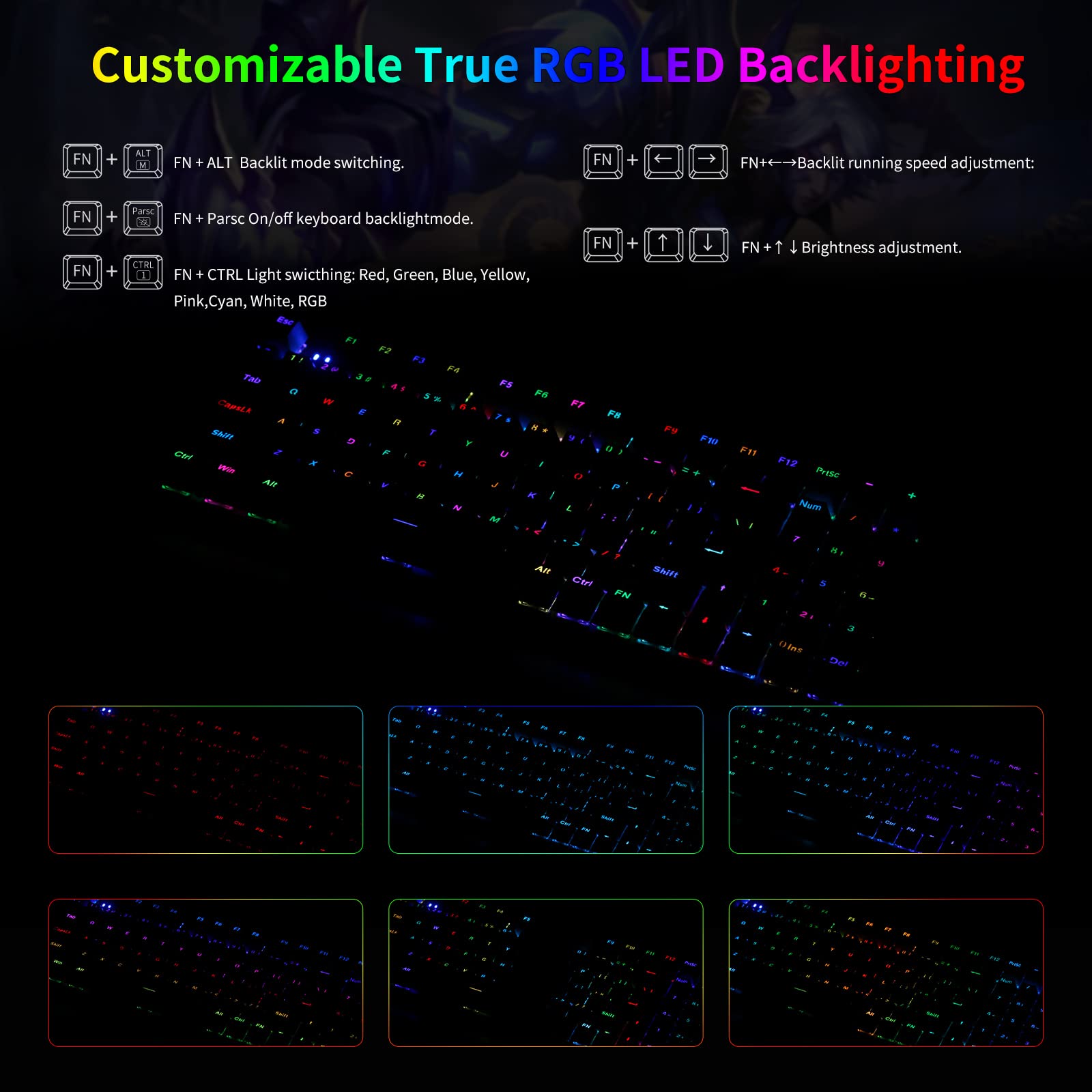 HUO JI E-YOOSO Z-19 Mechanical Gaming Keyboard with Number Pad, True RGB Backlit, 5 Pin Hot Swappable Red Switches, Pro Software Supported, Wired Compact 94 Keys for PC/Computer, Grey Black