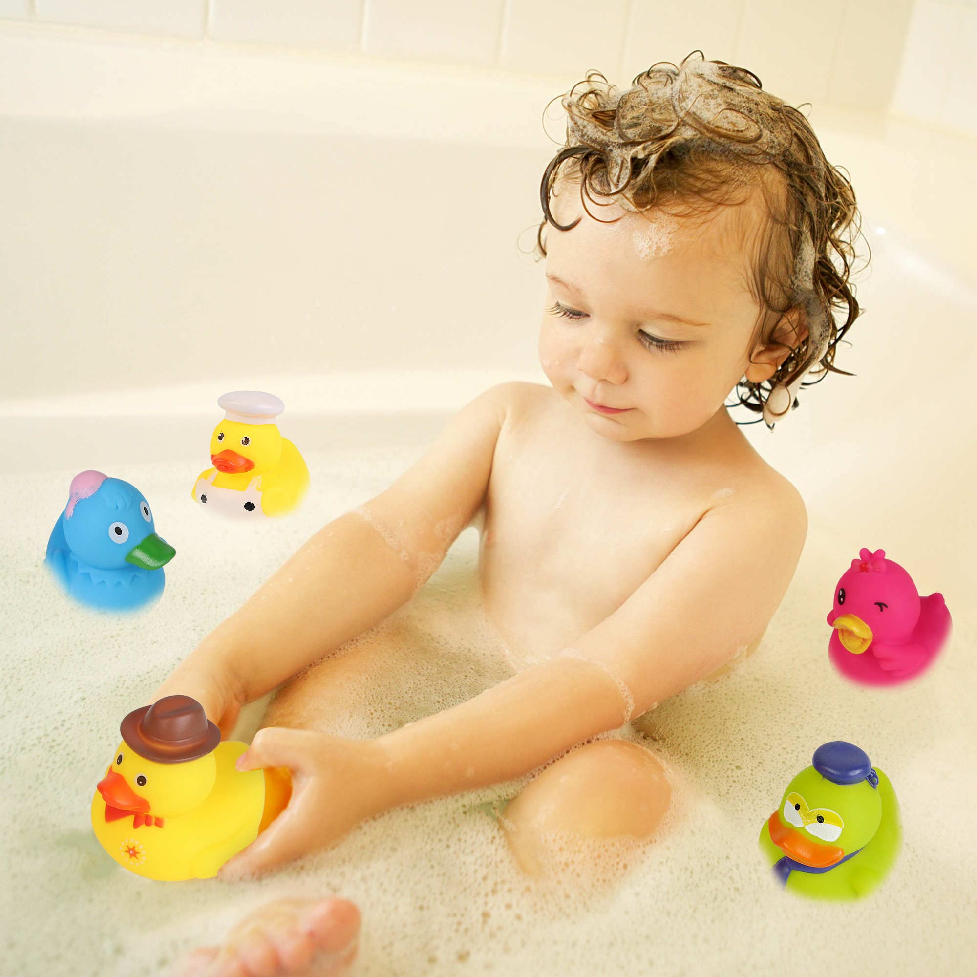 Arttyma Rubber Ducks in Bulk,Assortment Duckies for Jeep Ducking Floater Duck Bath Toys Party Favors (50-Pack)