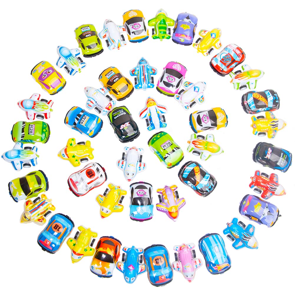 46 Pcs Mini Pull Back Planes and Pull Back Cars for Toddlers Boys and Girls, Pull Back Racing Vehicles Set for Kids, Bulk Toys Treasure Box Toys for Classroom Prizes, Party Favors, Pinata Fillers