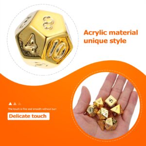 LUOZZY Acrylic Multi-Sided Dice Set Engraved Number Dice Party Game Supplies (Gold)