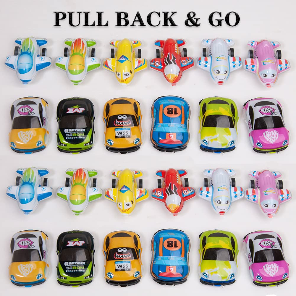 46 Pcs Mini Pull Back Planes and Pull Back Cars for Toddlers Boys and Girls, Pull Back Racing Vehicles Set for Kids, Bulk Toys Treasure Box Toys for Classroom Prizes, Party Favors, Pinata Fillers