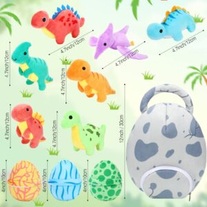 Zhanmai 11 Pcs Dinosaur Stuffed Animal Small Dino Plush Toy and Egg Bag Set Cute Stuffed Dinosaur Animals Plush Toys Soft Dinosaur Stuff Animals for Easter Birthday Dinosaur Themed Party (Classic)