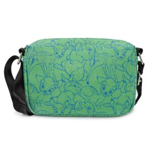 Disney Bag, Cross Body, Rectangle, Bambi and Thumper Outline Poses Stacked, Green Blue, Vegan Leather