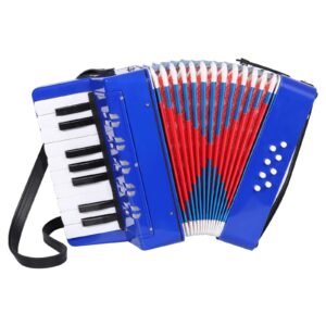 AIMEIS Accordion 17 Piano Keys 8 Bass Button Kids Accordian,Musical Instrument Mini Accordion (Blue)