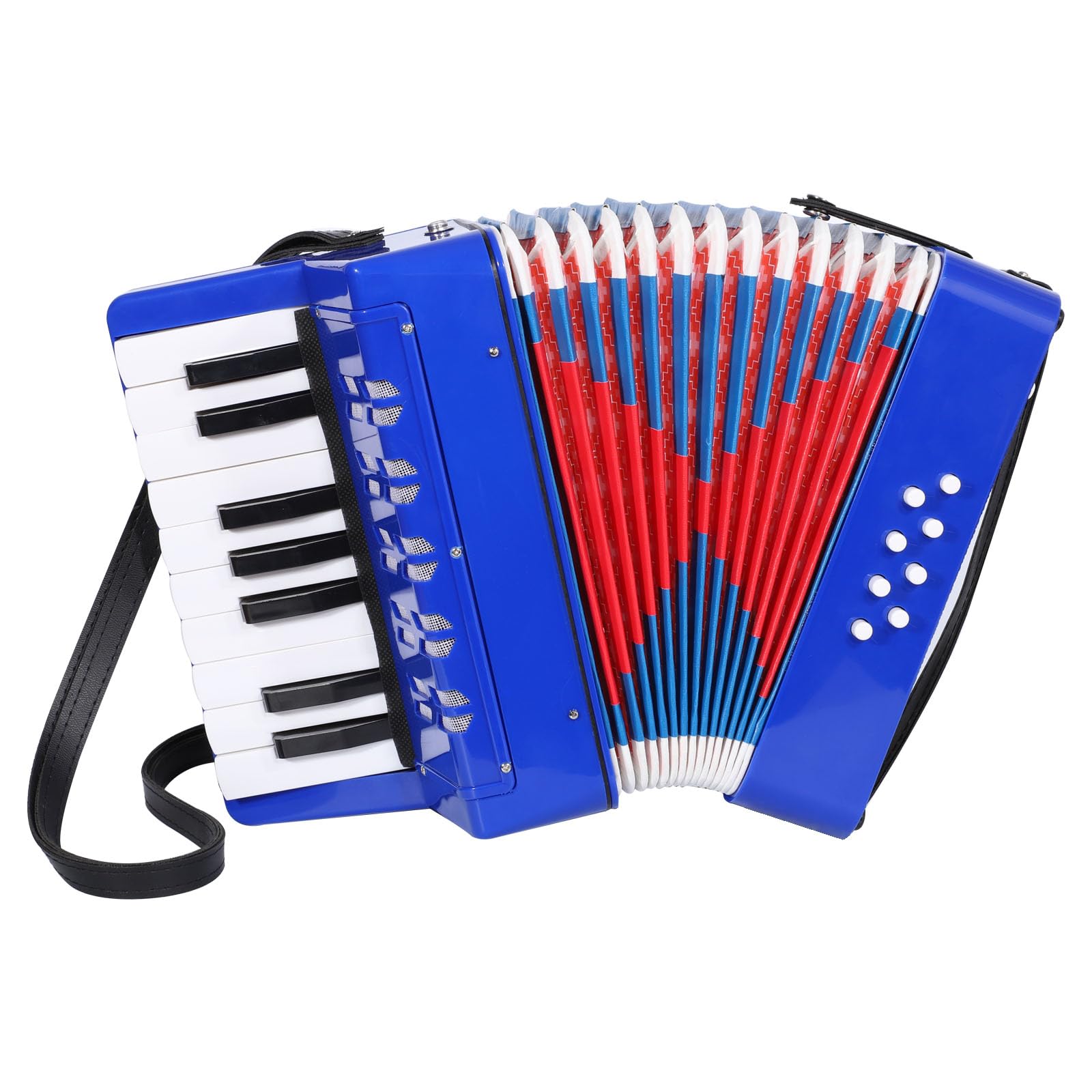 AIMEIS Accordion 17 Piano Keys 8 Bass Button Kids Accordian,Musical Instrument Mini Accordion (Blue)