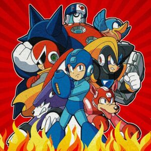 Laminated Mega Man Anime Fire Video Game Video Gamer Classic Retro Vintage 90s Gaming MegaMan Capcom Legacy Collection Megaman 11 Mega Man X Dr Wily Poster Dry Erase Wall Art 16x24