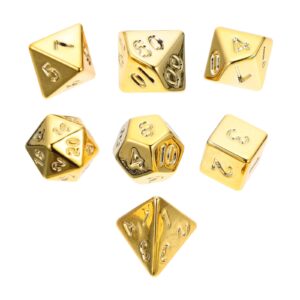 LUOZZY Acrylic Multi-Sided Dice Set Engraved Number Dice Party Game Supplies (Gold)