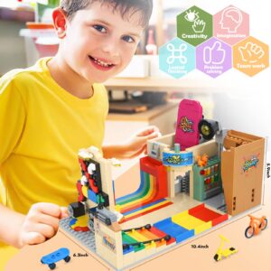 Skate Park Friends Building Set 575 PCS, Skateboard Toys for Kids Cool City Sports, with 4 Mini Dolls, Toy Scooter Sports Theme Park Building Playset for Boys and Girls Aged 6-12