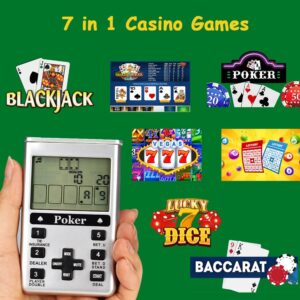 Electronic Poker Game Handheld 7 in 1 Silver