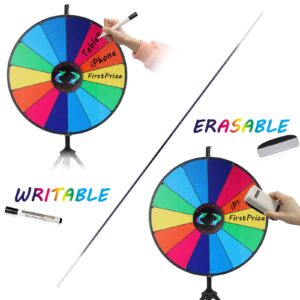 iElyiEsy 24 Inch Spinning Prize Wheel of Fortune with Folding Tripod Floor Stand Height Adjustable 14 Slots Spin Wheel with Dry Erase Markers & Eraser for Carnival Trade Show