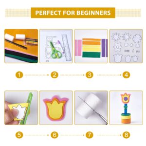 WEBEEDY 16 Set Foam Flower Craft Kit DIY Spring Crafts Make Your Own Flower Science and Garden Gift Easter Art Craft for Home Fun Game Activities