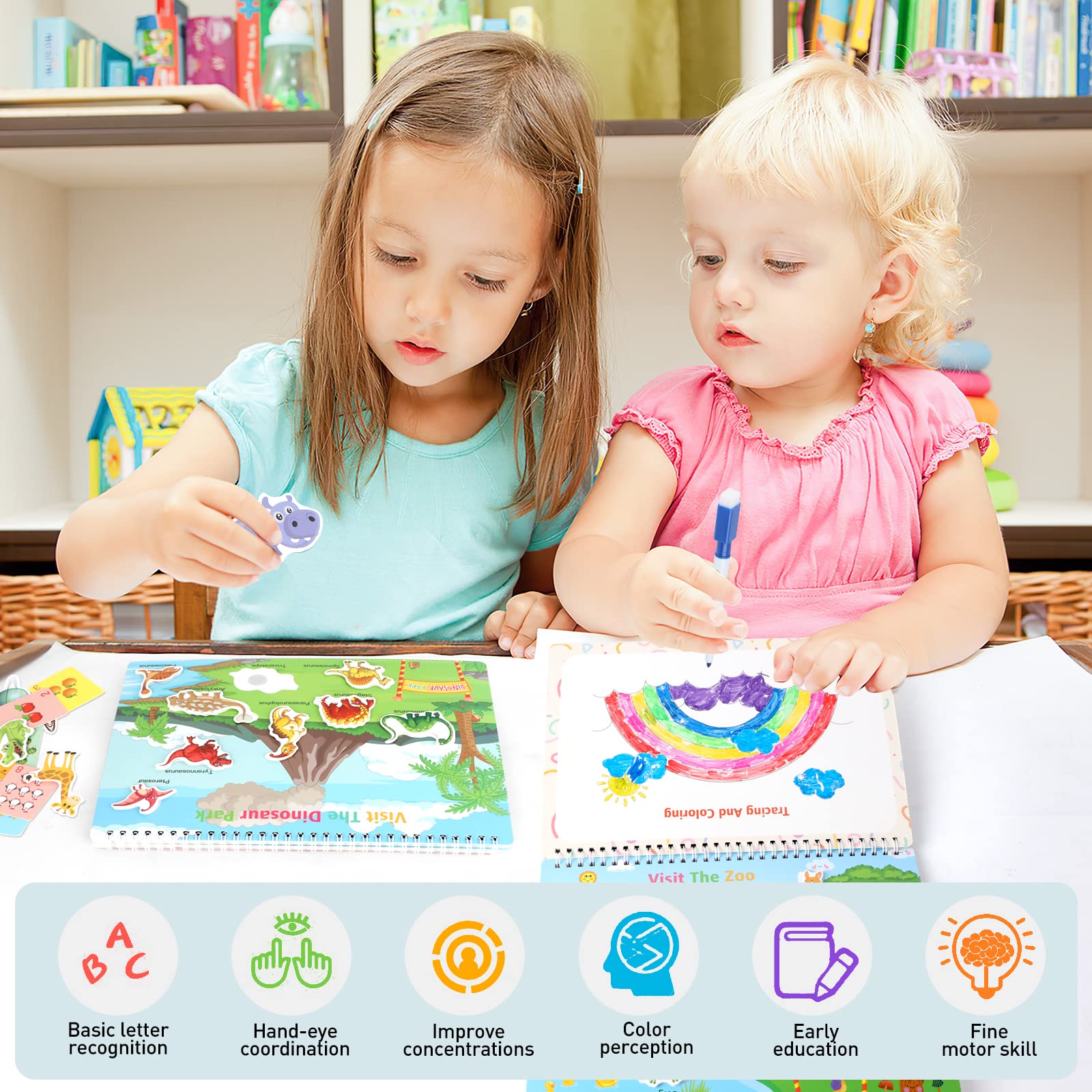 Arthopt Busy Book, 32 Pages Montessori Busy Book for Toddlers, Autism Learning Materials Educational Toys, Preschool Learning Activities Books for Toddlers 1-3