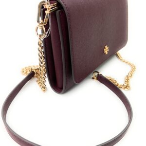 Tory Burch Emerson Chain Wallet Leather Cross Body Bag (Claret)