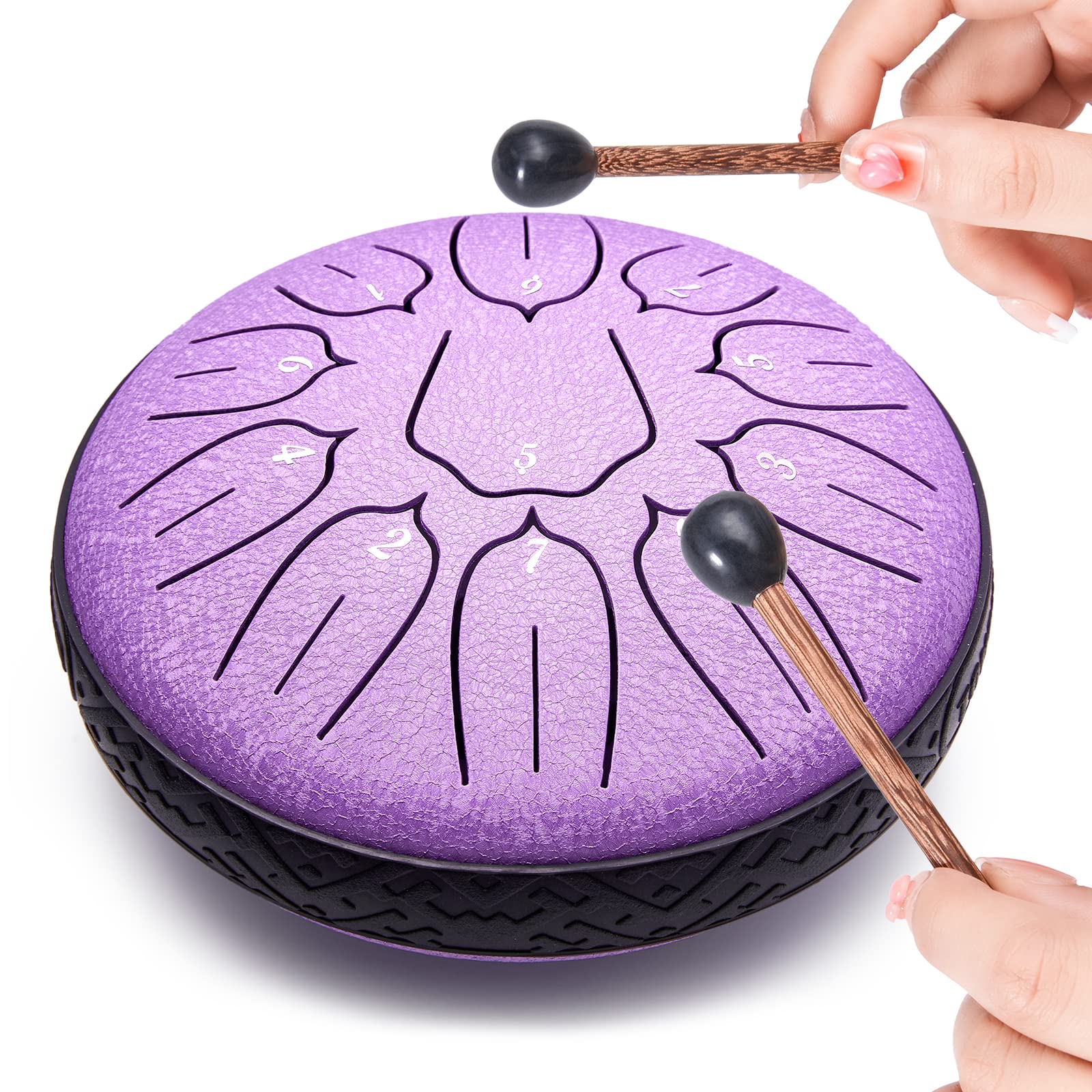 Lronbird Steel Tongue Drum 6 Inch 11 Notes Hand Drums with Bag Sticks Music Book, Sound Healing Instruments for Musical Education Entertainment Yoga Chakra Gifts (Lavender)