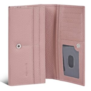 ozora handmade bifold premium leather slim wallet with rfid protection, card holders and id window for women