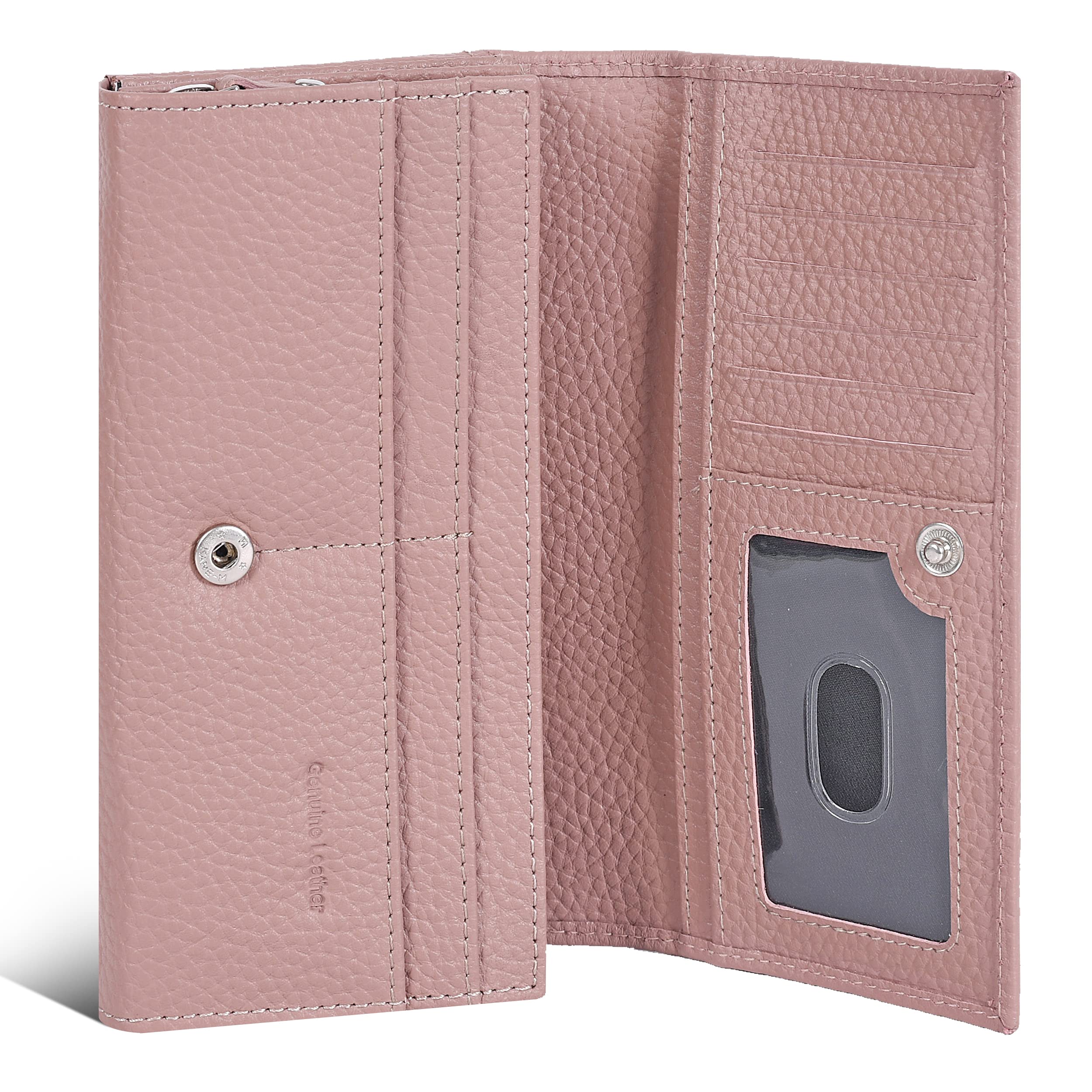 Ozora Handmade Bifold Premium Leather Slim Wallet with RFID Protection, Card Holders and ID Window for Women